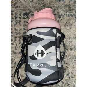 Hydrojug Hydro Jug 73 oz Pink With Camouflage Style Sleeve Pre-owned with straw